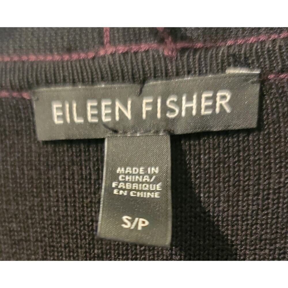 Eileen Fisher Burgundy Black Reversible Draped Open Front Cardigan Jacket Small - Picture 2 of 4